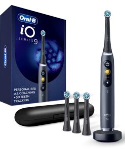 Oral-B iO Series 9 Electric Toothbrush with 3 Replacement Brush Heads, Black Onyx