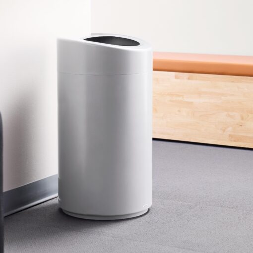 Safco Open Top Trash Can, 14 Gallon Stainless Steel Modern Garbage Can for Indoor Use, Silver - Image 3