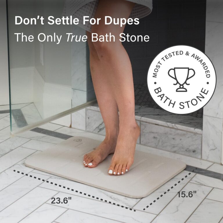 Dorai Home Bath Stone Mat 23.6"x15.4" (2-Pack) – Quick-Dry, Non-Slip Diatomite Stone Bath Mat, Rain Sandstone - Image 3