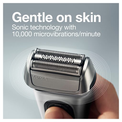 Braun Electric Razor for Men, Series 8 8457cc Electric Foil Shaver with Precision Beard Trimmer, Cleaning & Charging SmartCare Center, Galvano Silver - Image 5