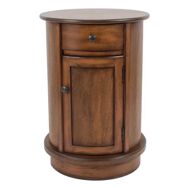 Decor Therapy Keaton Round Storage Side Table, Honeynut