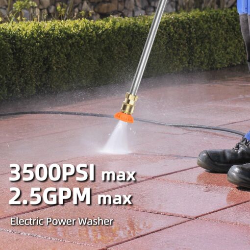 EVEAGE Electric Powerful Pressure Washer - 3500PSI Max 2.5GPM Power Washer with 20FT Hose 4 Quick Connect Nozzles, Soap Tank Clean Cars, IPX5 Car Wash Machine/Car/Driveway/Patio Clean - Image 8