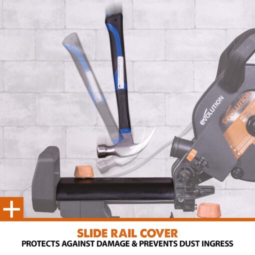 Evolution Power Tools R255SMS+ PLUS 10-Inch Sliding Miter Saw Plus Multi-Material Multi-Purpose Cutting Cuts Metal, Plastic, Wood & More 0˚ - 45˚ Bevel & 50˚ - 50˚ Miter Angles TCT Blade Included - Image 2