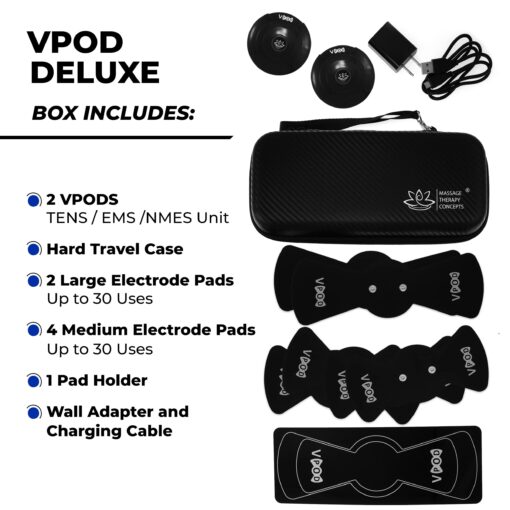 Massage Therapy Concepts VPOD Deluxe Wireless TENS Unit - EMS Muscle Stimulator for Pain Relief Therapy, 24 Modes - TENS Massager Stimulation Machine for Sciatica, Back, Neck, Nerve - FSA/HSA Eligible - Image 4