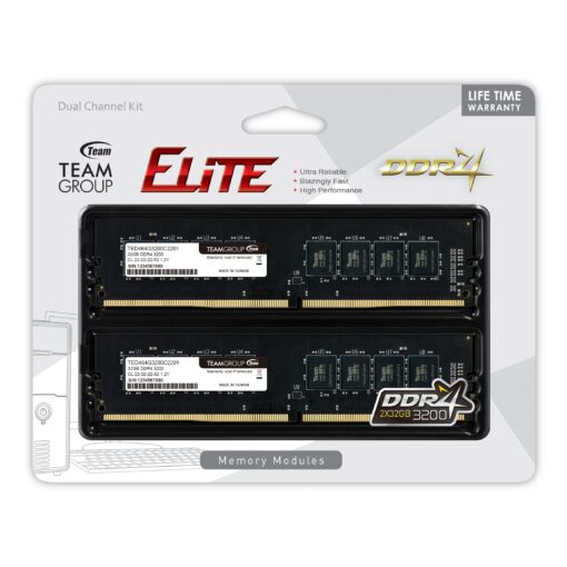 TEAMGROUP Elite DDR4 64GB Kit (2 x 32GB) 3200MHz (PC4-25600) CL22 Unbuffered Non-ECC 1.2V UDIMM 288 Pin PC Computer Desktop Memory Module Ram Upgrade - TED464G3200C22DC01 - Image 5