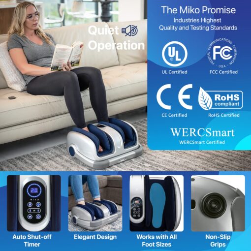 MIKO Shiatsu Foot Massager for Circulation & Pain Relief - Deep Tissue Kneading, Heat Therapy for Plantar Fasciitis, Neuropathy, Diabetics - FSA/HSA Eligible - Fits Up to Size 15 - Image 2
