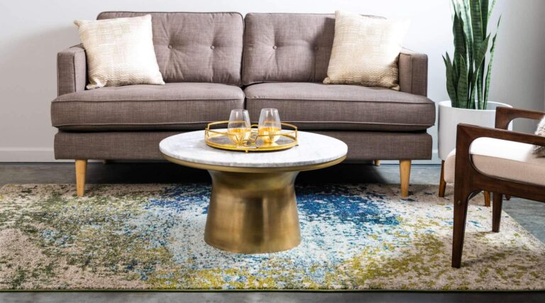Unique Loom Estrella Collection Abstract, Modern, Light Colors, Distressed Area Rug, 8 ft x 11 ft, Blue/Beige - Image 8