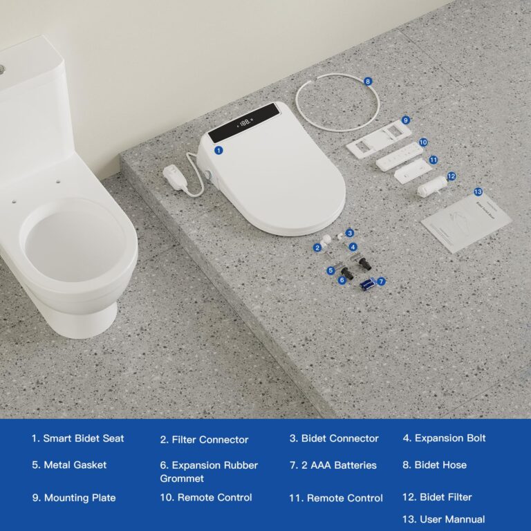 HAWKROWN Bidet Toilet Seat, Heated Toilet Seat Round Shape, Electric Bidet with Warm Water and Dryer, 3 Cleaning Mode, Self-Clean Stainless Steel Nozzle, LED Display, Night Light, Slow Close Lid - Image 2