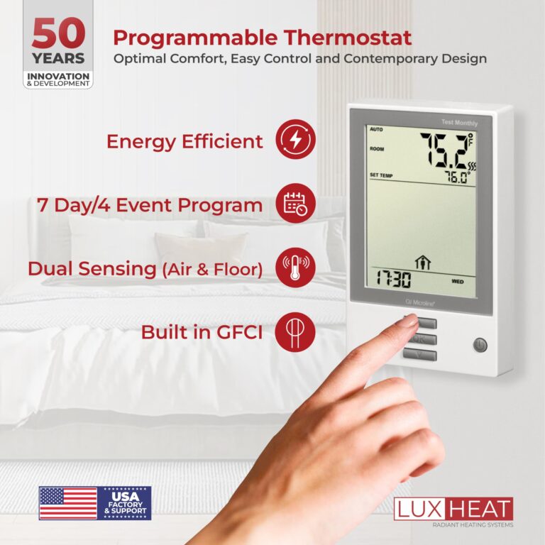 LuxHeat 20sqft Floor Heating Mat Kit - 120v In Floor Heating System - Complete Electric Radiant Heated Flooring System Includes Alarm, UDG Programmable Thermostat w/GFCI & Flooring Sensor - Image 5
