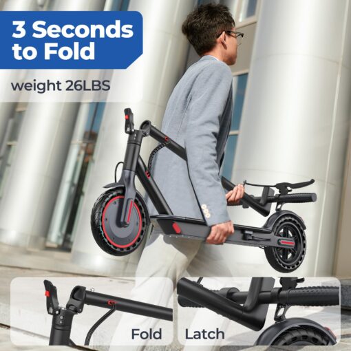 Electric Scooter, 8.5" /10“Tire, 16/19/22Mph Top Speed, 12/22/28 Miles Long Range, Folding Escooter for Adults and Teens with Dual Braking,Dual Suspension, App - Image 3