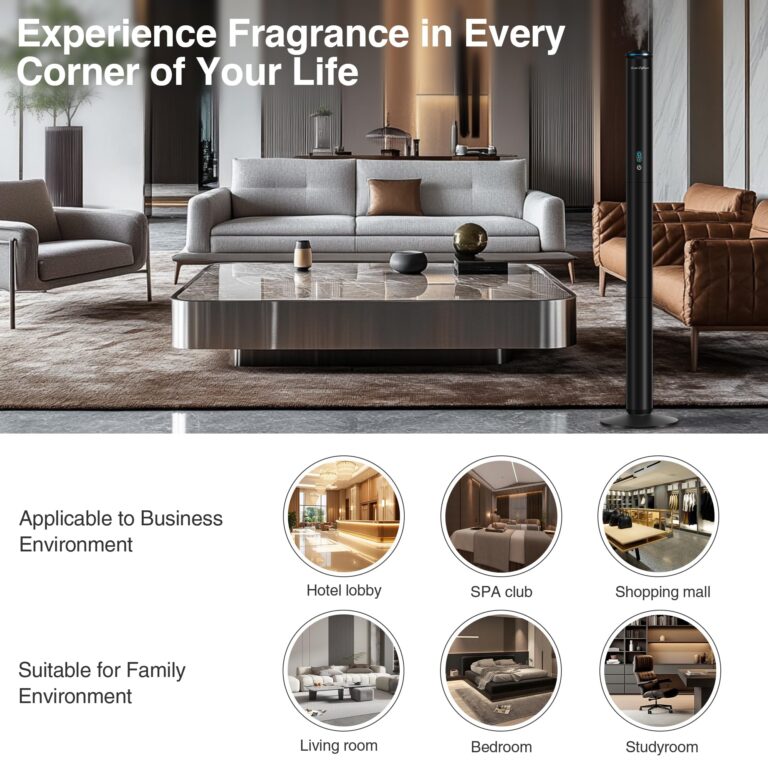Waterless Scent Diffuser Starter Kit - 2000 Sq Ft Coverage, Luxury Hotel Scent Diffuser, Diffusers for Essential Oils Large Room, Included 5 Scent Oils, Remote Control, Black, 40In - Image 3