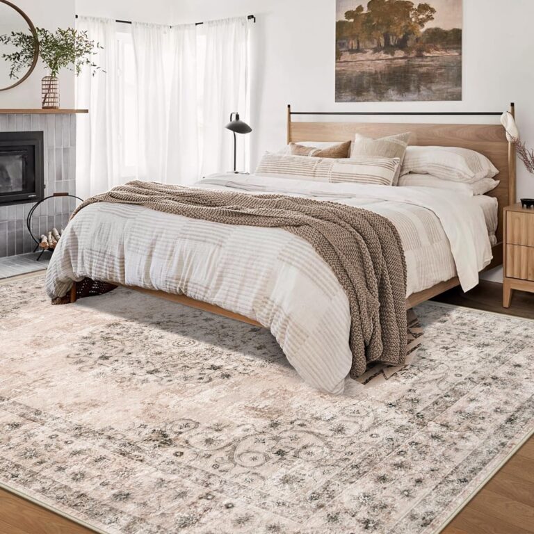 Area Rug 8x10 Vintage Rug: Large Washable Indoor Medallion Rug Low Pile Distressed Floor Carpet Retro Accent Rug for Living Room Bedroom Kitchen Dining Table Home Office(Distressed Brown, 8'x10') - Image 8