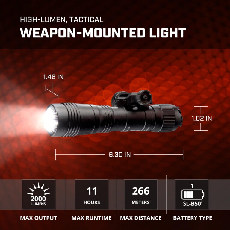 Streamlight 89009 ProTac 2.0 2000-Lumen Rail Mount High Lumen Tactical Rechargeable Long Weapon-Mounted Flashlight with Straight Pressure Switch, SL-B50 Battery Pack and USB-C Cord, Black - Image 3