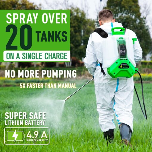 ALIENTABI 4.9Ah Battery Powered Backpack Sprayer 4 Gallon, Doubled The Capacitance, Equipped with a Big Pump, Ultra-Long Power Supply Lithium Battery Waterproof Sprayer for Spraying, Cleaning - Image 7