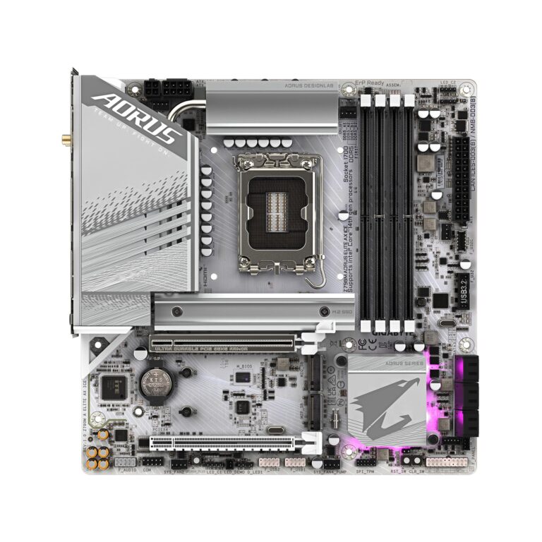 GIGABYTE Z790M AORUS Elite AX ICE LGA 1700 Intel Z790 M-ATX Motherboard with DDR5, Triple M.2, PCIe 5.0, USB 3.2 Gen2X2 Type-C, Intel Wi-Fi 6E, 2.5GbE LAN, Q-Flash Plus, EZ-Latch Plus - Image 5