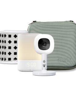 Nanit Travel Light Bundle Pro Camera with Portable Flex Stand, Sound + Light Audio Monitor & Baby Night Light, and Travel Case - Green