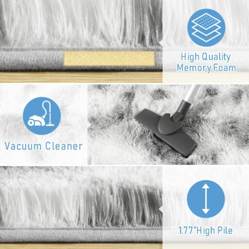 LOCHAS Ultra Soft Indoor Modern Area Rugs 9x12, Fluffy Living Room Carpets for Children Bedroom Home Decor Nursery Rug, Tie-Dyed Grey & White - Image 5