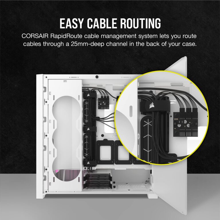 Corsair 5000D Airflow Mid-Tower Case - 3 RGB Fans - Lighting Controller - High-Airflow Design - RapidRoute Cable Management - True White - Image 4