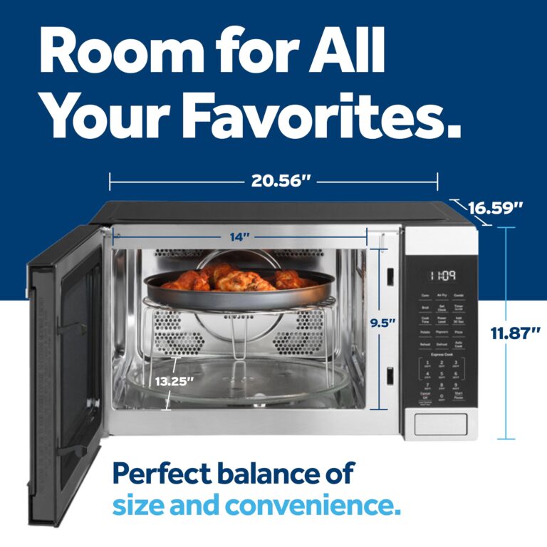 GE GCST10A1WSS 4-in-1 Microwave Oven, 1,050 Watts Air Fryer, Broiler & Convection Mode, Kitchen Essentials for The Countertop or Dorm Room, Child-Lock Technology 1.0 Cu. Ft, Stainless Steel - Image 6