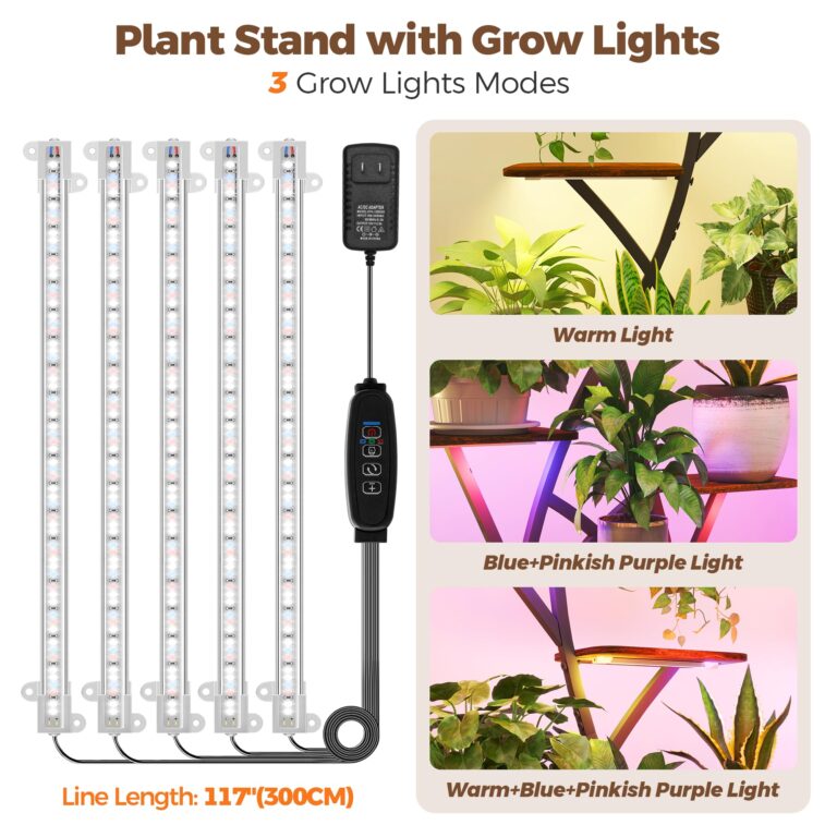 Plant Stand Indoor 2 Pack Plant Stand with Grow Light 8 Tiered 64" Tall Plant Shelf with Lights for Indoor Plants Multiple Corner Plant Stands Large Plant Rack Flower Holder for Living Room Patio - Image 7