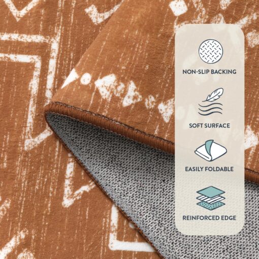 Lahome 8x10 Large Western Rugs for Living Room, Boho Washable Burnt Orange Area Rug for Bedroom Dining Room, Stain Resistant Aztec Carpet for Guestroom Office Home Decor - Image 6