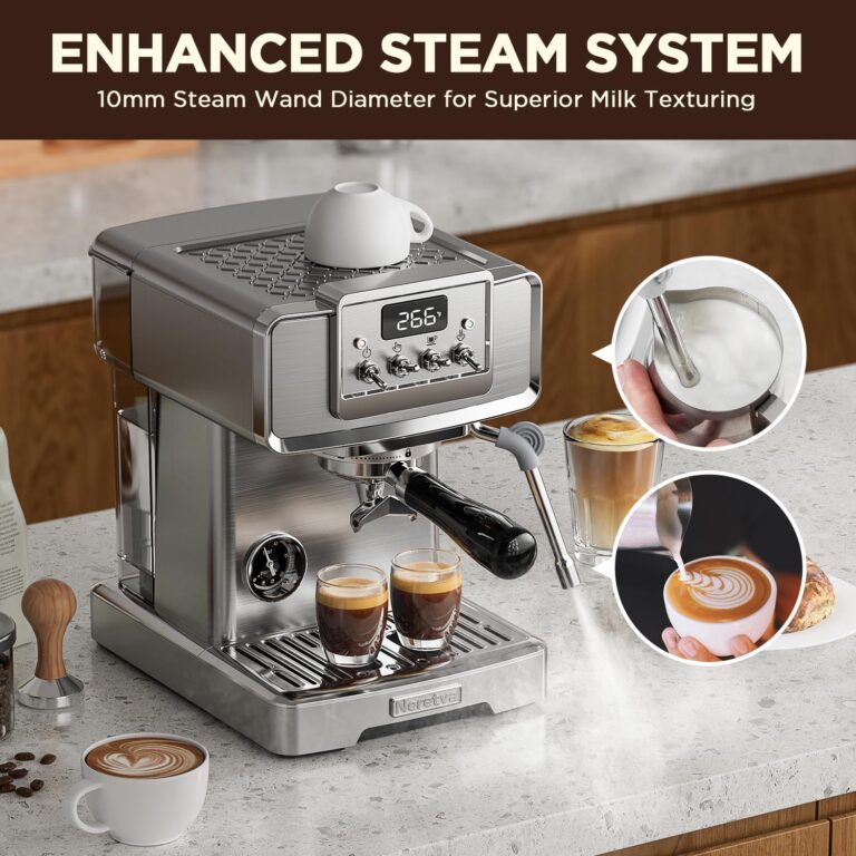 Neretva Espresso Coffee Machine with Pressure Gauge, 15Bar Instant Heating Espresso Machine Beginner-Friendly Espresso Maker Stainless Steel for Home Barista, Latte Machine, Cappuccino Machine - Image 4