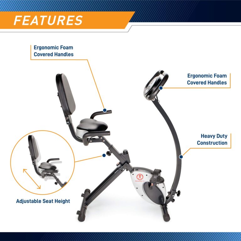 Marcy Foldable Recumbent Exercise Bike with High Backrest and Magnetic Resistance NS-653, Black White, One Size - Image 3