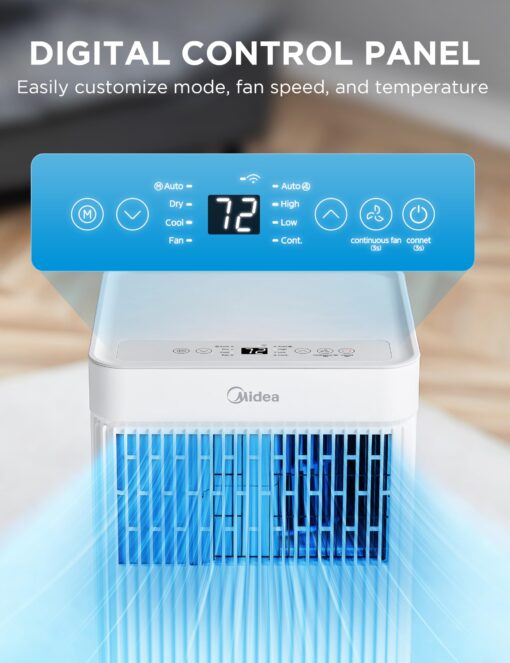 Midea 8,500 BTU ASHRAE (5,000 BTU SACC) Portable Air Conditioner, Smart Control, Cools up to 150 Sq. Ft., with Dehumidifier & Fan mode, Easy- to-use Remote Control & Window Installation Kit Included - Image 6