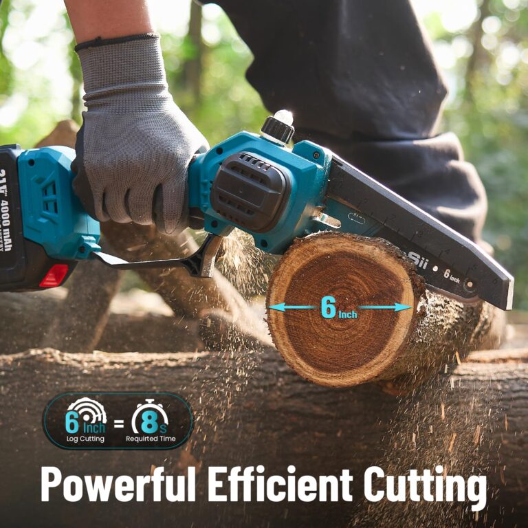 Seesii 2-in-1 Pole Saws for Tree Timming: Electric Mini Chainsaw 6 Inch Cordless, 2 x 4000mAh Batteries Tree Pruner, Brushless Chain Saw with Extension Pole for Limb Branch Cutter,16Ft Reach - Image 3