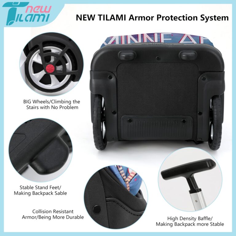 NEW TILAMI 19 Inch Rolling Backpack with Matching Lunch Bag Durable for Girls and Boys Wheeled Laptop Backpack Carry-on Bag School Travel, City (No USB interface) - Image 7