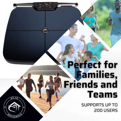 Premium Smart Digital Body Weight Scale with 8 Electrodes – 56+Metrics -Rechargeable- WIFI & Bluetooth Connected for Full Body Analysis -Track Body Fat, Muscle Mass, Fat Percentage, Sleek Black Design - Image 2