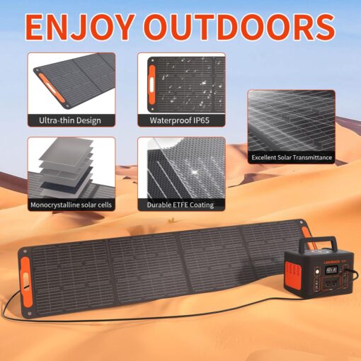 Foldable Solar Panel 200W 19.8V, 23% High Efficiency Portable Solar Charger, Monocrystalline Silicon Solar Cell with DC7909, Anderson, XT60 and DC8020 Plug for Portable Power Station - Image 6