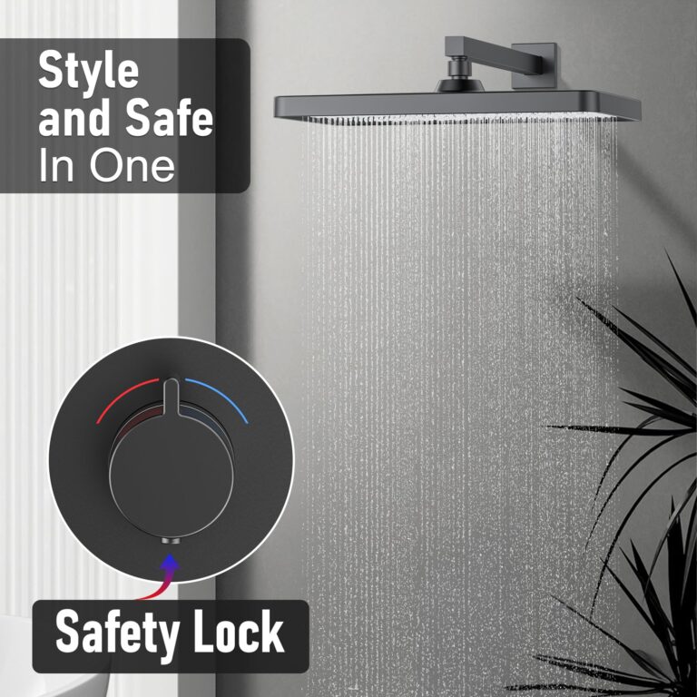 Thermostatic Shower System 13-Inch Rainfall Shower Head - 3 Setting Handheld Sprayer, Complete Bathroom Set with Faucet Mixer Trim Kit & Valve Matte Black - Image 7