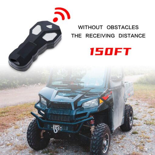 XPV AUTO 12V 4500LBS Steel Rope Electric Winch for Towing ATV/UTV Off Road with Wireless Remote Control Mounting Bracket IP67 Waterproof Electric Winch with 4-Way Roller Fairlead - Image 4