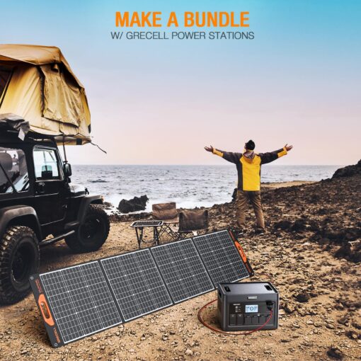 200W Portable Solar Panel for Power Station Generator, 12V/24V Flexible Foldable Solar Panel Kit Lightweight High-Efficiency Solar Charger Power Backup for Outdoor Van Camper Boat Caravan Off-Grid - Image 4