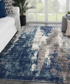LUXE WEAVERS Euston Collection D.Blue-L.Blue 8x10 Modern Abstract Area Rug