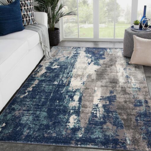 LUXE WEAVERS Euston Collection D.Blue-L.Blue 8x10 Modern Abstract Area Rug