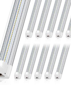 Barrina 8FT LED Shop Light, 100W 15000LM 5000K, Clear Cover Linkable LED Tube Lights, V Shape Integrated T8 Lighting, Ceiling Lights for Garage, Warehouse, Workshop, ETL Listed,10 Pack