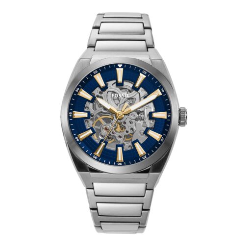 Fossil Men's Everett Automatic Stainless Steel Three-Hand Watch, Color: Silver (Model: ME3220)
