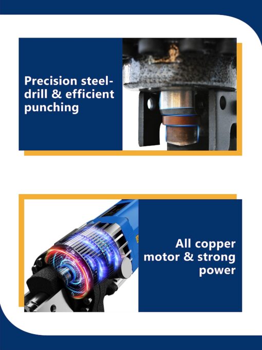 AMZCNC 110V 1200W Electric Hydraulic Hole Puncher Φ1/4"-4/5" Punching Machine Metal Hole Punch with Carbon Brush 5 Dies for Iron Copper Aluminum Plate Angle Steel - Image 6