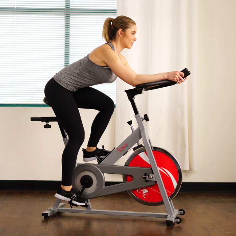 Sunny Health & Fitness Spin Bike Indoor Cycling Exercise Spinning Bike, silver (SF-B1001S) - Image 5