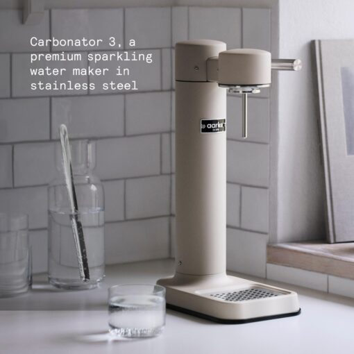 aarke Carbonator lll, Sparkling & Carbonation Water Machine, Stainless Steel with PET BPA-Free Reusable Bottle Volume 800 mL (Sand) - Image 8