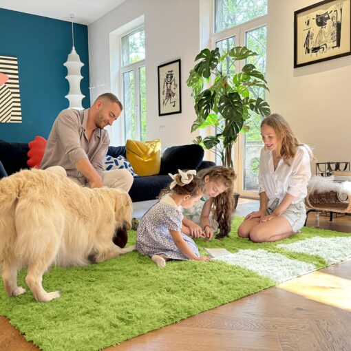 OLANLY 9x12 Machine Washable Large Area Rugs for Living Room, Bedroom, Soft Fluffy Shaggy Bedside Rug, Indoor Floor Carpet for Kids Girls and Boys, Dorms, Nursery, Home Decor Aesthetic, Grass Green - Image 3