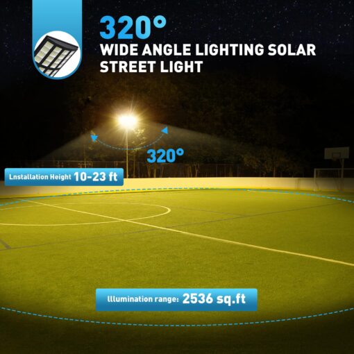 OKPRO 7000W Solar Street Lights Outdoor - Wide Angle Solar Lights Outdoor Motion Sensor,Solar Parking Lot Lights Dusk to Dawn,7000K LED Street Lights Solar Powered for Commercial,Yard(2 Pack) - Image 8