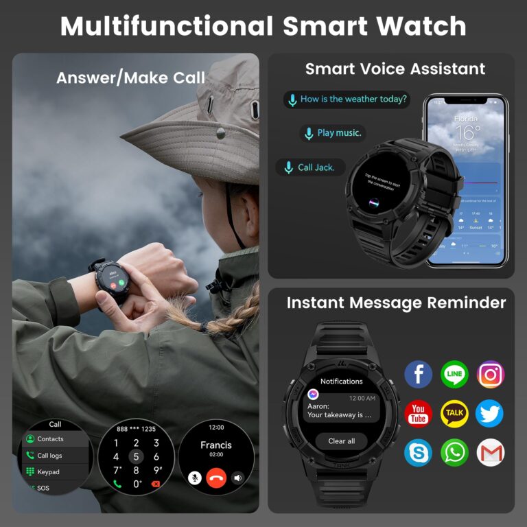 KOSPET Tank S2 Smart Watch for Men Women GPS, 5ATM Waterproof, Pressure/Altitude/Compass, 1.32" AMOLED Display Fitness Tracker(Answer/Make Call), AI Voice Assistant, 24H Sleep/Hear Rate Monitor - Image 3