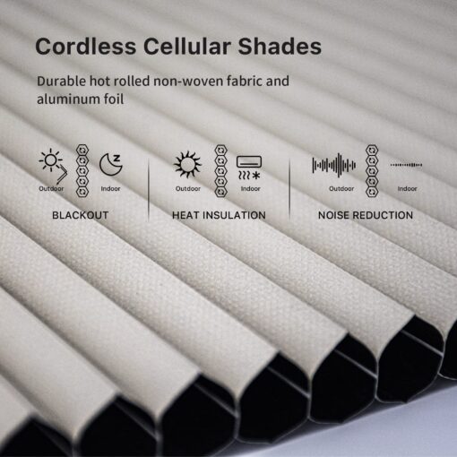 THIRDREALITY ZigBee Smart Blind, Motorized Blackout Window Shades with Remote, Cordless Honeycomb Blinds, Automatic Height Setting, AA Batteries Powered, 31" W x 72" H Beige/White - Image 6