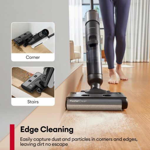 Ultenic Wet Dry Vacuum Cleaner,Cordless Vacuum Mop Combo with Self-Cleaning,Smart Mess Detection,50mins Runtime,3-in-1 Vacuum Mop for Hard Floors,Edge Cleaning,LED Display,Black,AC1 Elite - Image 5