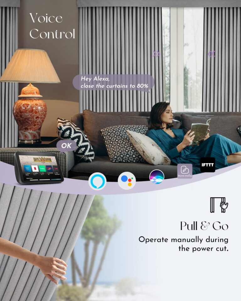Graywind Hardwired Smart Curtains Motorized Curtains with Remote Alexa Google Control for Sliding Door Room Darkening Drapes One-Way or Split Draw, Custom Width to 220" (Silver Grey) - Image 7
