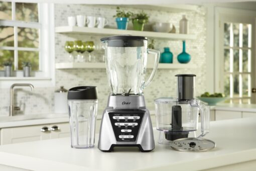 Oster Blender | Pro 1200 with Glass Jar, 24-Ounce Smoothie Cup and Food Processor Attachment, Brushed Nickel - BLSTMB-CBF-000 - Image 8