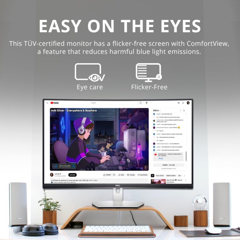 Dell S3222HN 32" FHD Curved Monitor, 75Hz AMD FreeSync Display, 3000:1 Contrast Ratio, 99% sRGB Coverage, Tilt Adjustment, 4 ms Response Time, VA Panel, HDMI, Silver - Image 6
